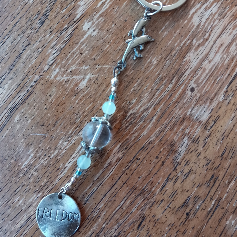 Handmade Dolphin Keychain with Freedom Charm!!!